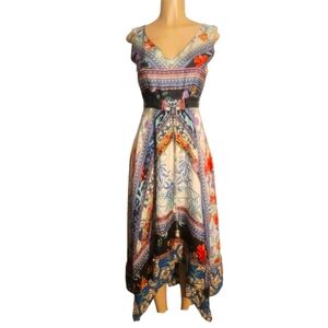 Johnny Was floral scarf print A-line Hankerchief hem. Size XS Great Condition